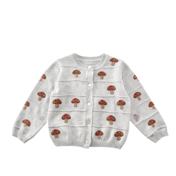 Spring Toddler Girls Sweater - Jacquard Knit 100% Cotton Ventilated Cardigan