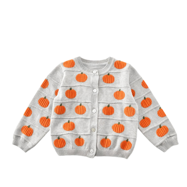 Spring Toddler Girls Sweater - Jacquard Knit 100% Cotton Ventilated Cardigan
